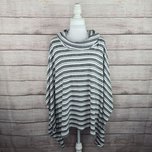 Anthropologie Saturday Sunday Relaxed Knit Poncho Cowl Neck Sweater Medium Large - Picture 1 of 8